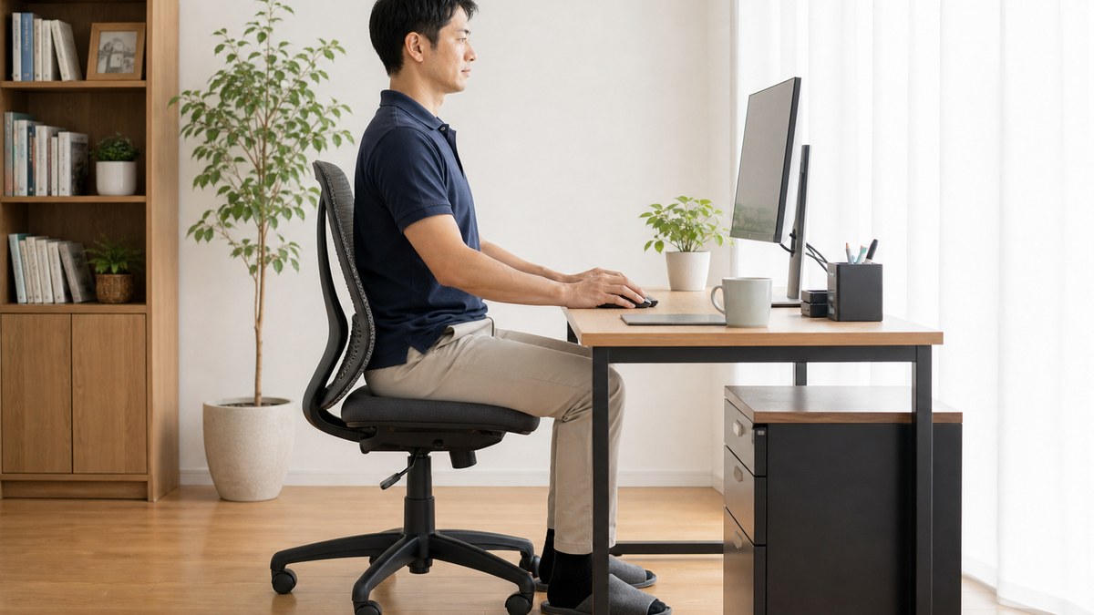 座り方を見直してお尻への負担を減らすイメージ