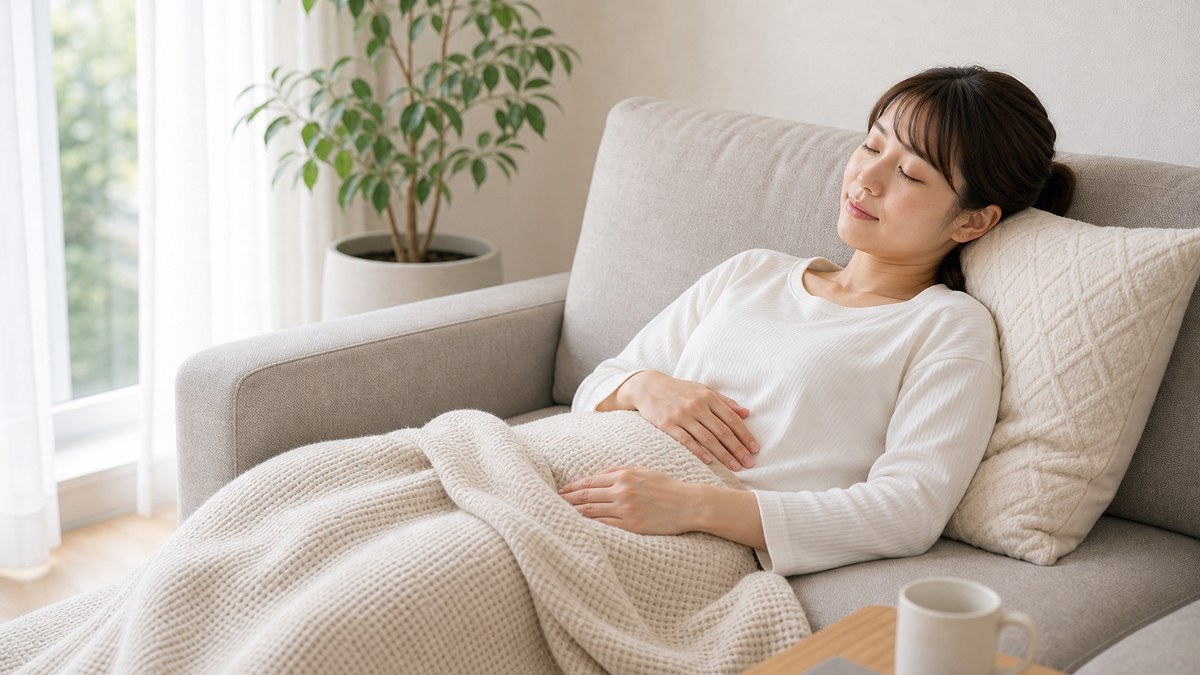 睡眠と休養を大切にして自分を責めないイメージ
