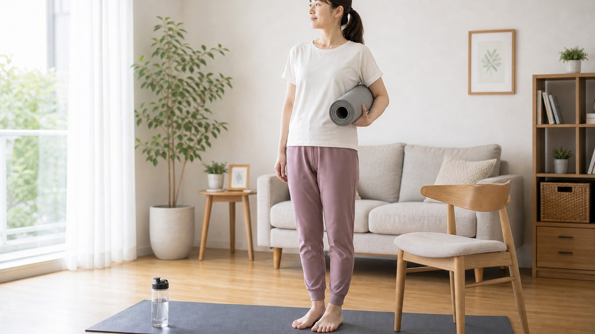 自宅で産後の体型ケアと焦らず向き合うイメージ