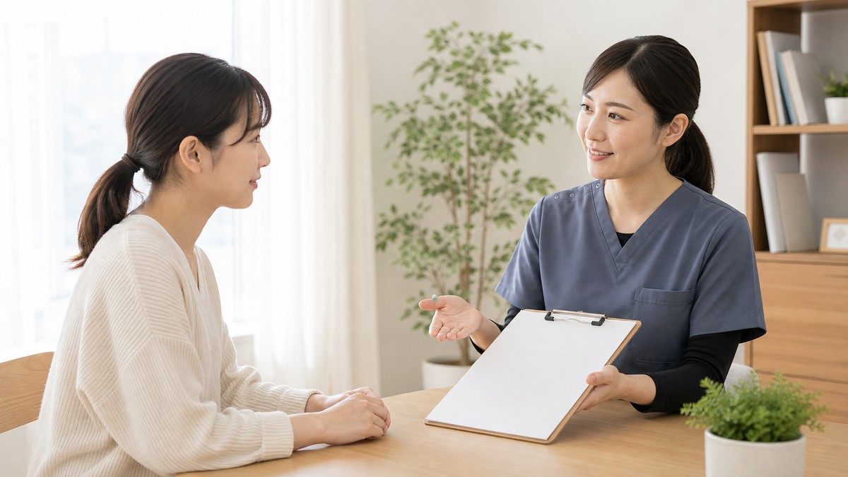 産後の尿もれで医療機関への相談を考えるイメージ