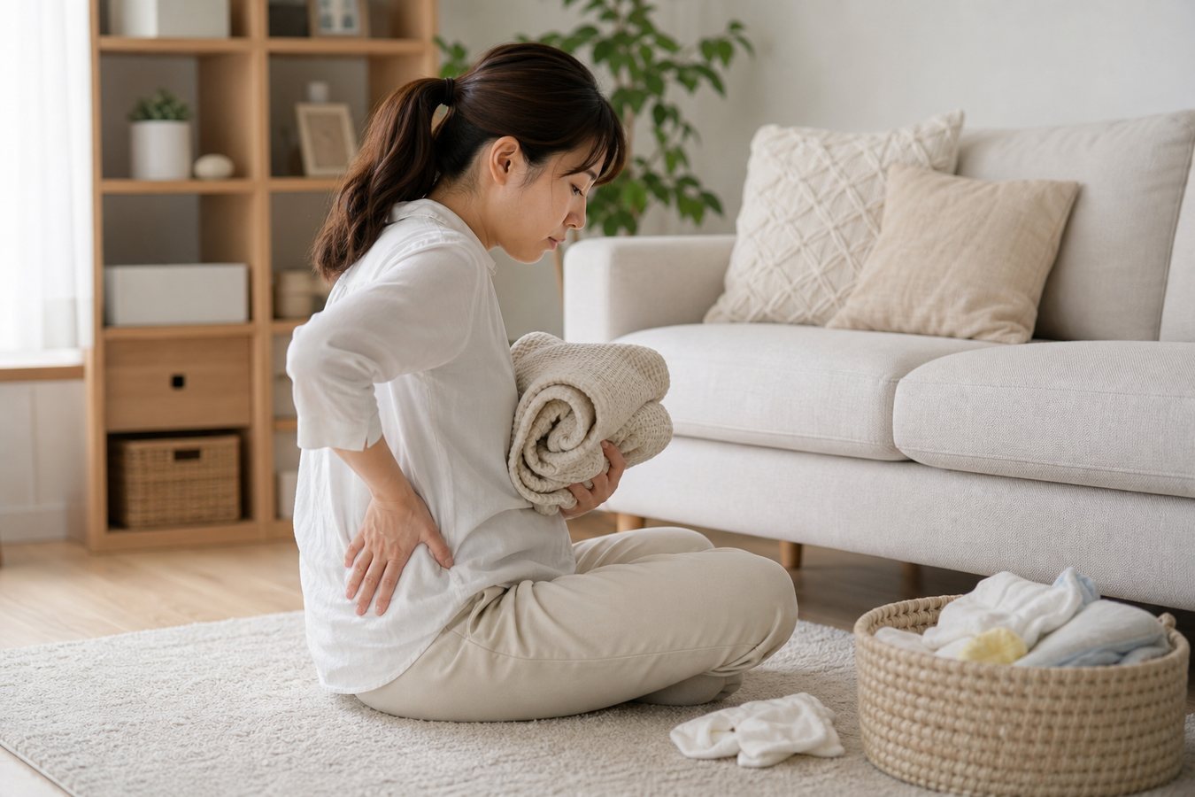 産後や妊娠中の恥骨痛の背景を確認するイメージ
