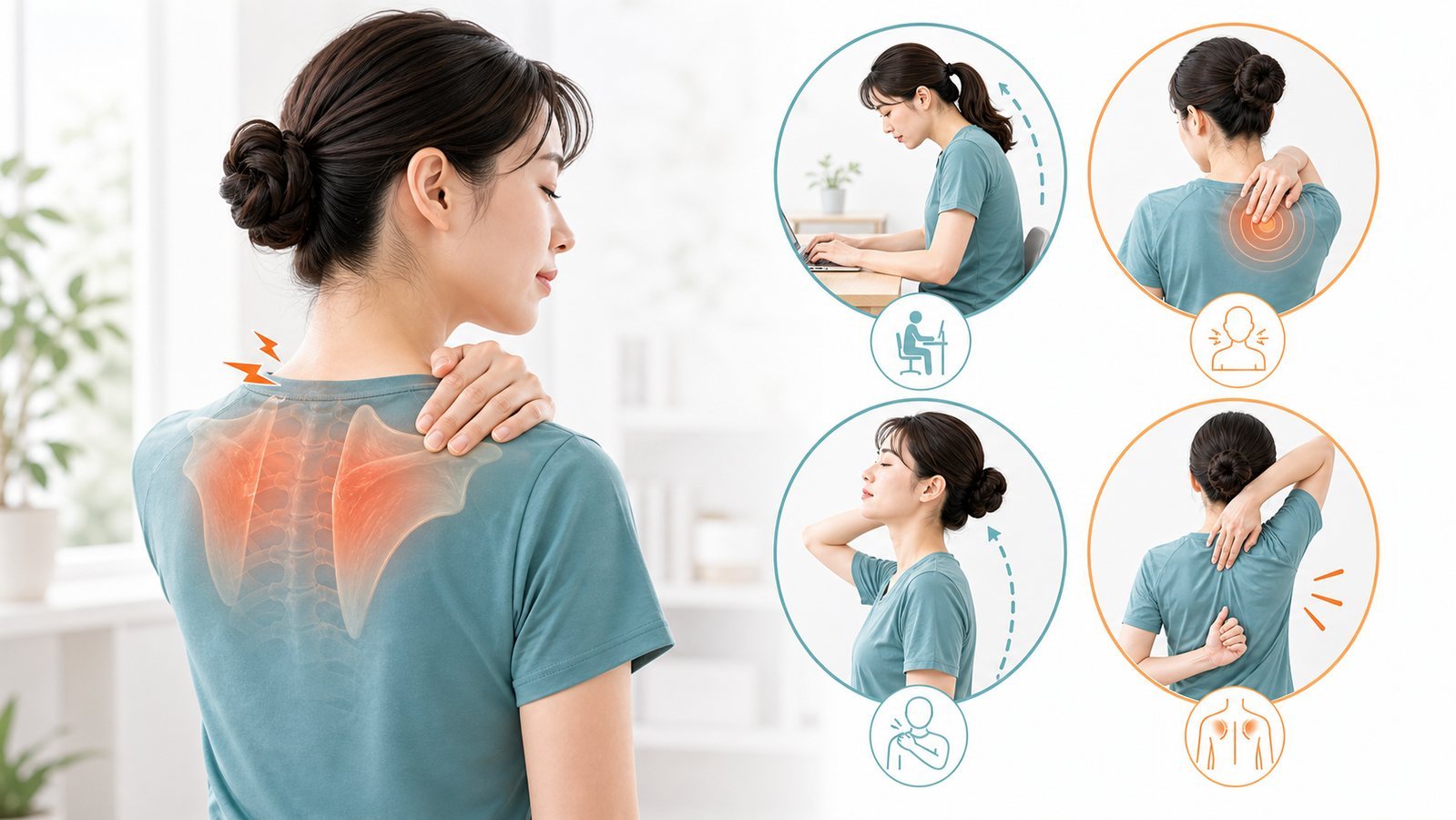姿勢を整えて腰に負担をかけにくくするイメージ