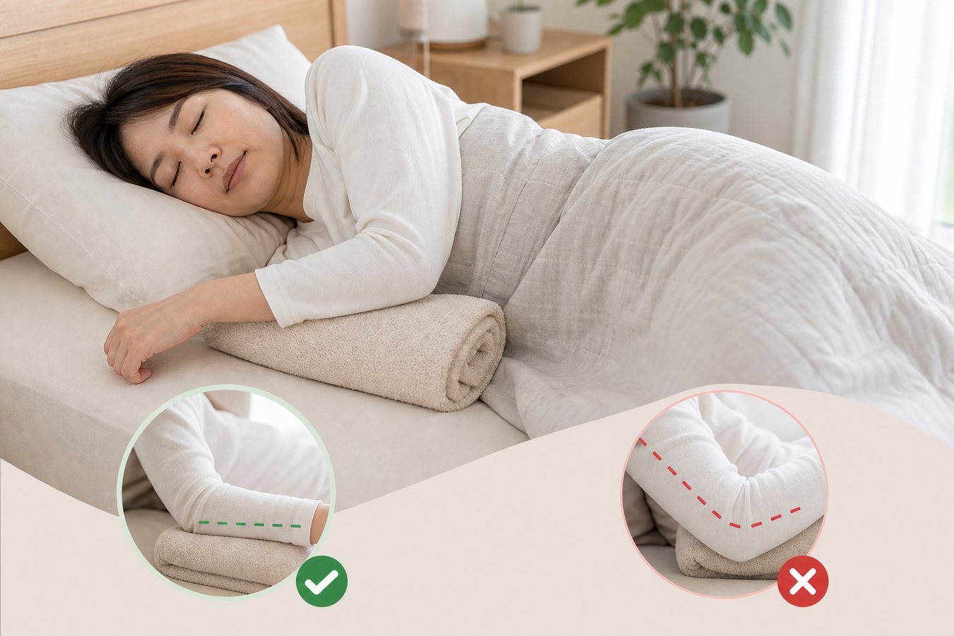 なで肩や荷物による首肩の負担を確認するイメージ