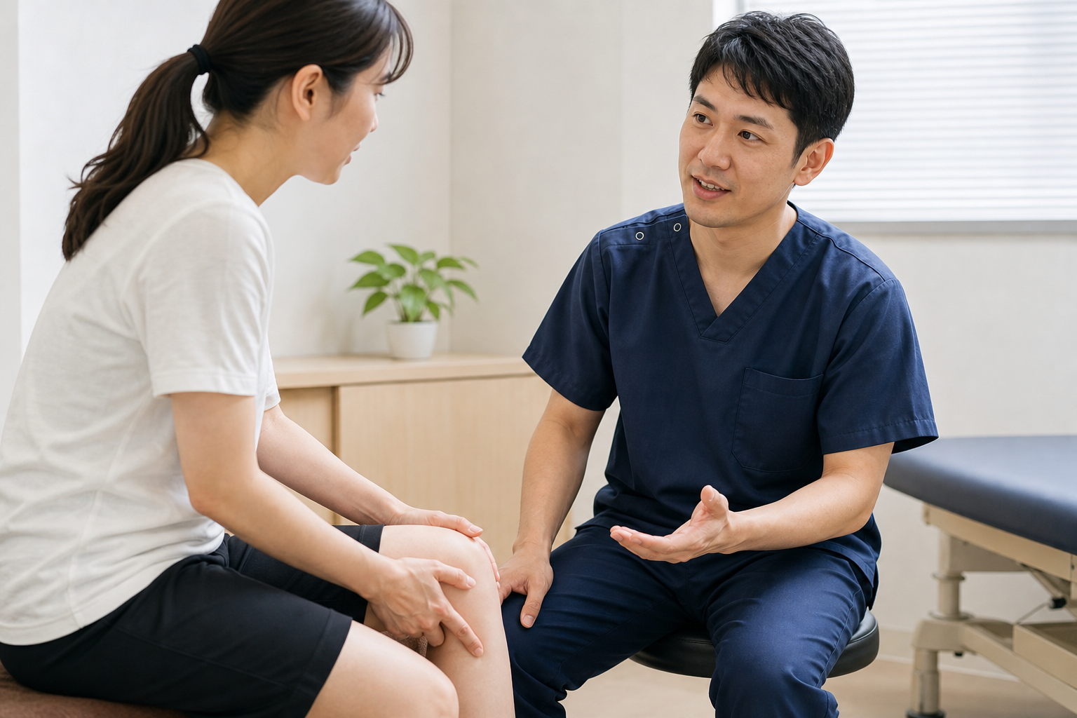 膝の痛みについて医療機関で相談するイメージ