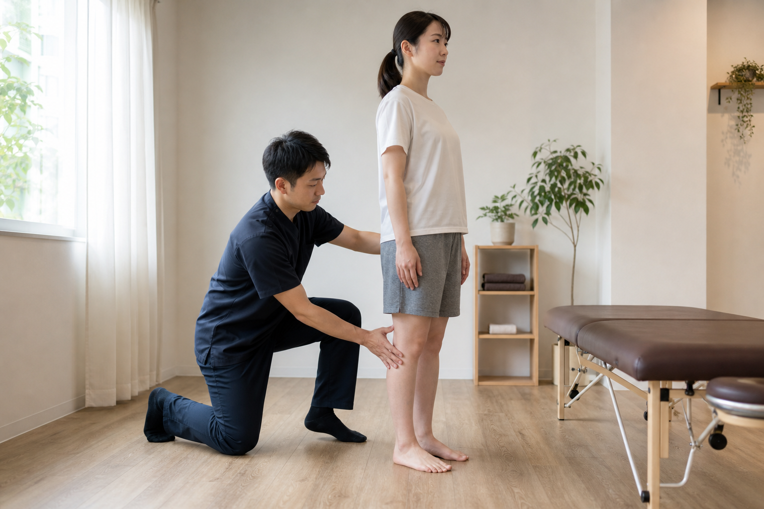 股関節と膝のバランスを確認するイメージ