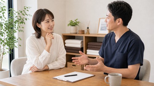 南流山から通える整体院を相談する女性
