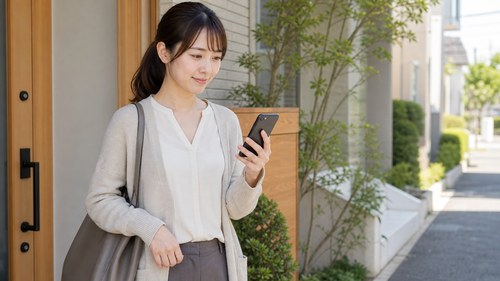 南流山から流山の整体院へ向かう女性