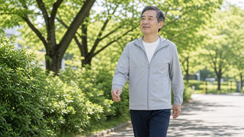 無理のない範囲で歩く男性