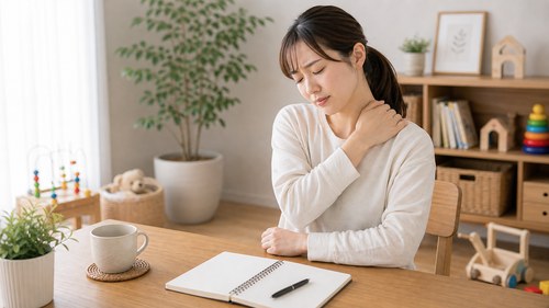 ママ世代に多い肩こりや首の悩みを感じる女性