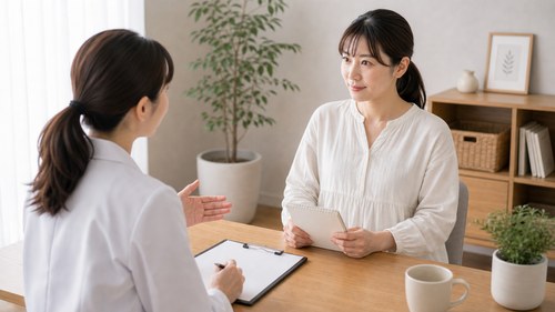 受診を優先したほうがよいサインを相談するママ