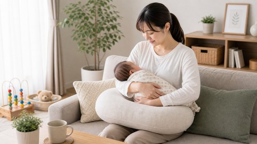 抱っこや授乳の姿勢を見直すママ