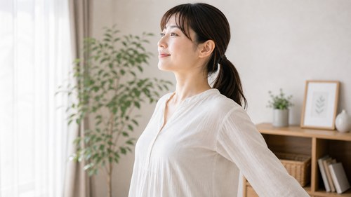 こまめに姿勢をリセットするママ