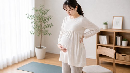 妊娠中の体と骨盤まわりの変化を感じる妊婦さん
