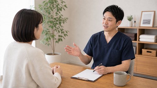 整体院選びのポイントを相談する様子