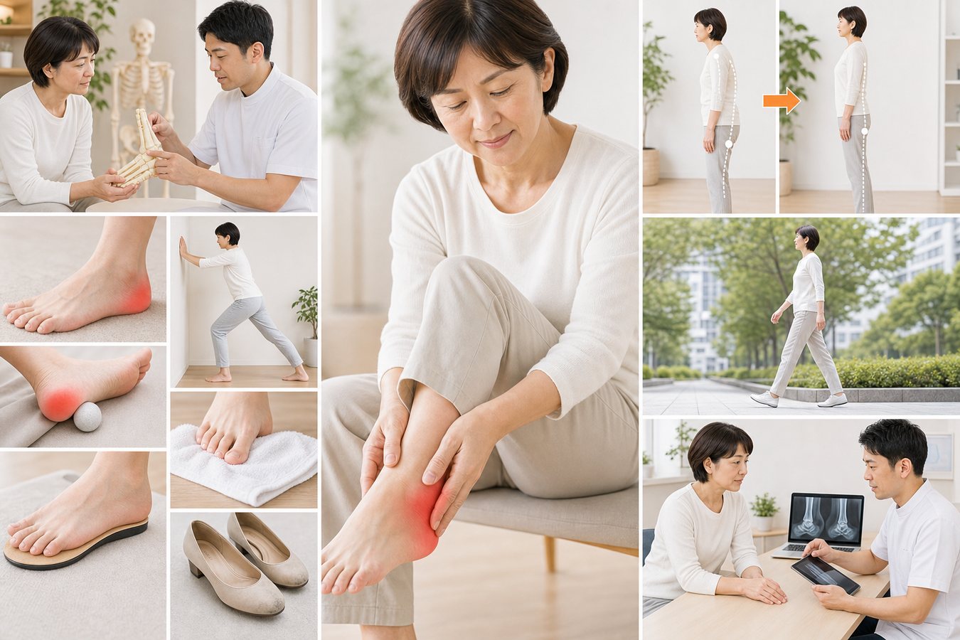 六町 足立区 かかとの痛み整体 足裏とふくらはぎと姿勢を整えるイメージ