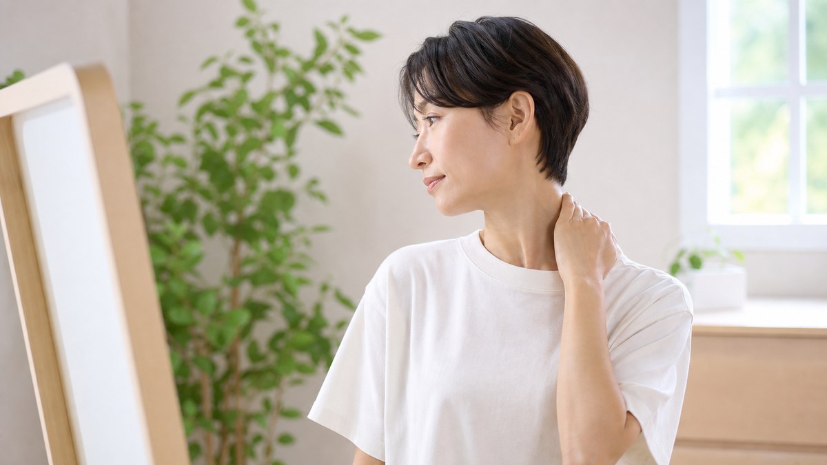 首の痛みが起こる動きや違和感を確認するイメージ