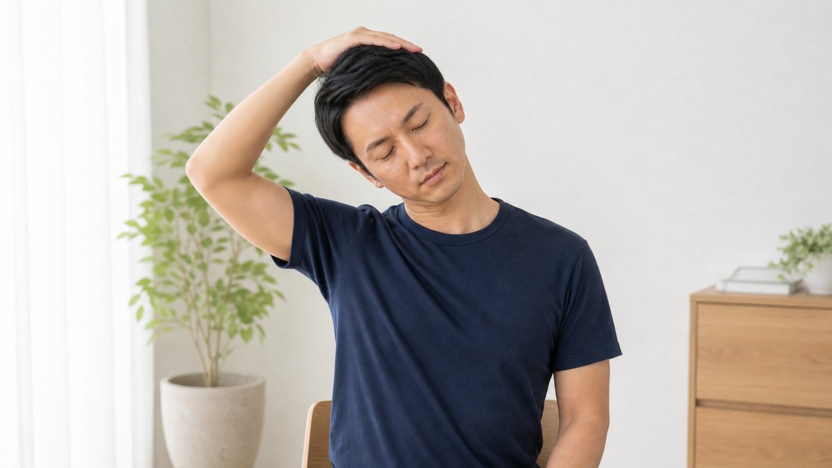 ストレートネック対策として首を無理なく動かすイメージ