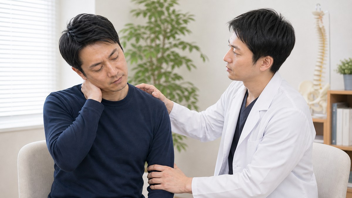 首こりで注意が必要な症状を医療機関に相談するイメージ