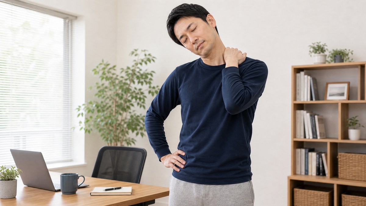 首の痛み対策として同じ姿勢を長く続けないイメージ