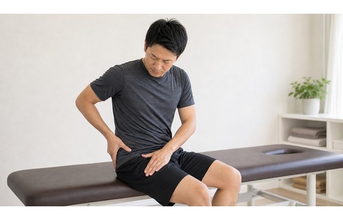 鼠径部痛症候群で股関節や足の付け根まわりを確認するイメージ
