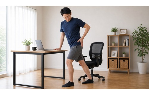 股関節痛につながる座り姿勢や股関節への負担を確認するイメージ