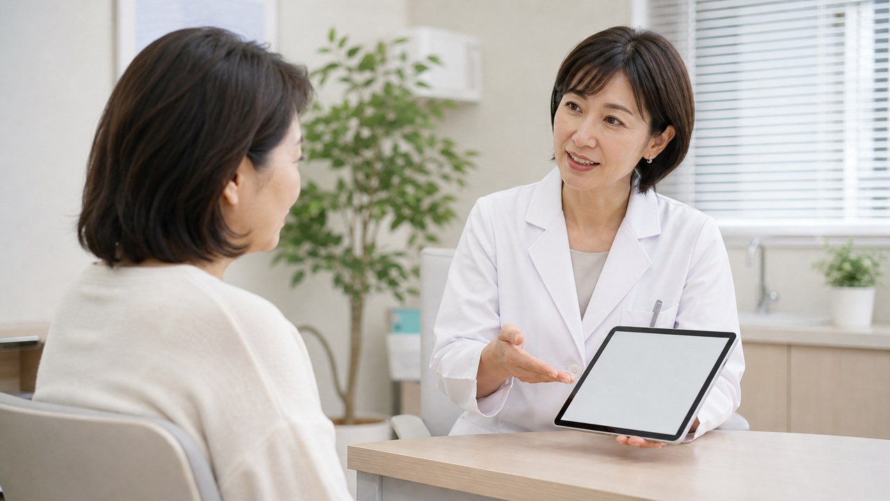 更年期の不調で婦人科など医療機関へ相談するイメージ