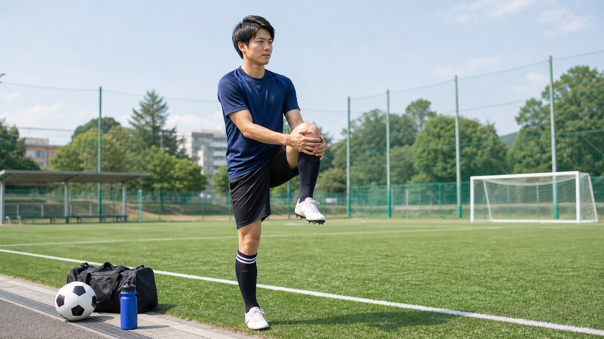 運動の前後にウォームアップとストレッチをするイメージ
