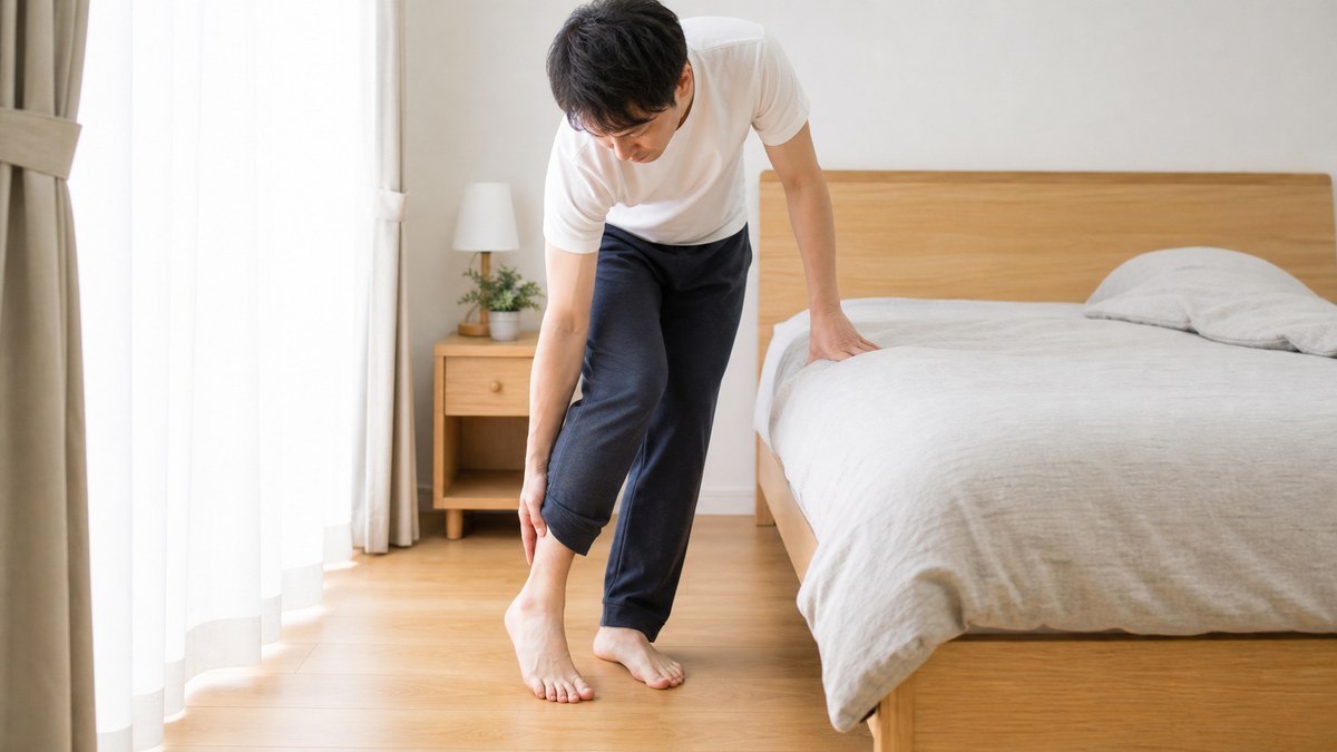 草加で朝の一歩目に足裏やかかとが痛む足底筋膜炎のイメージ