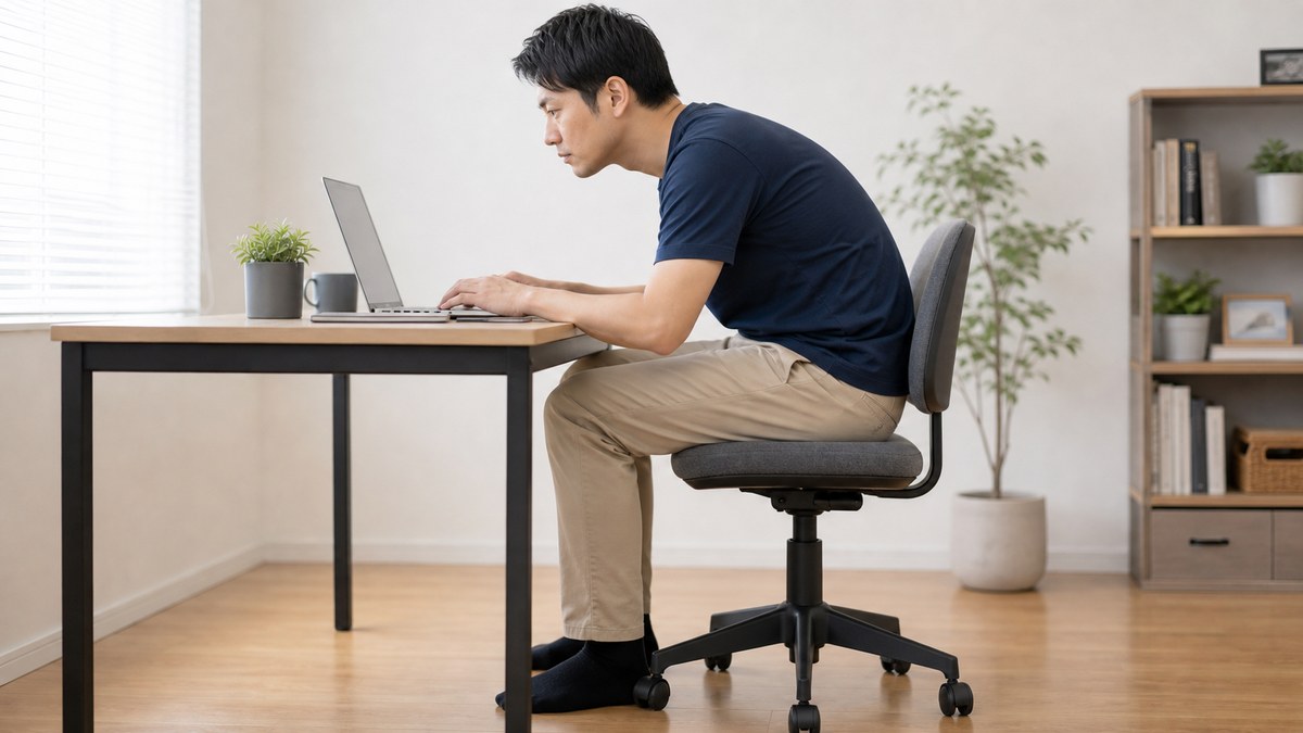 猫背のタイプや巻き肩との違いを確認するイメージ