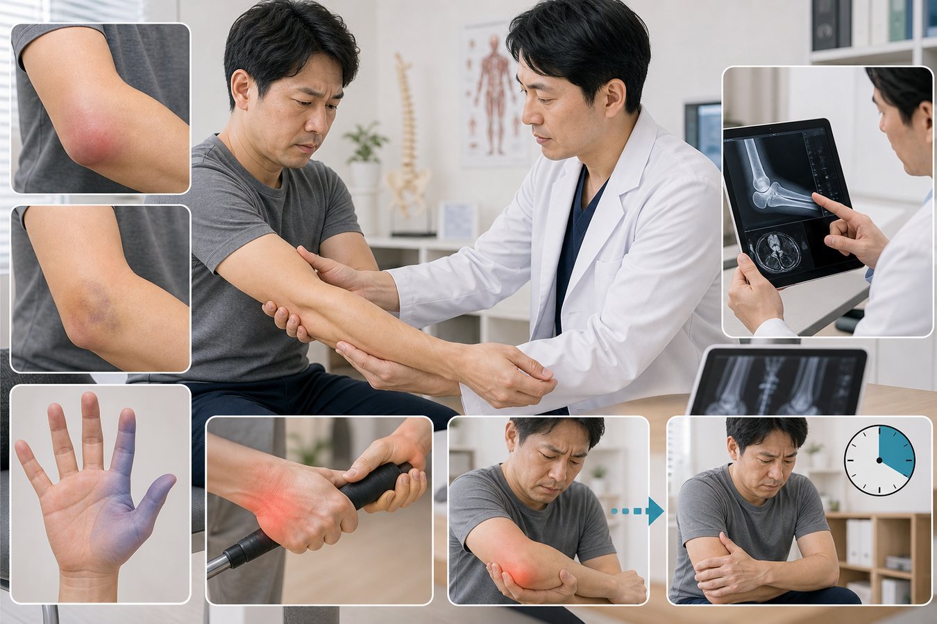 肘の痛みで整形外科へ相談したいサインを確認するイメージ