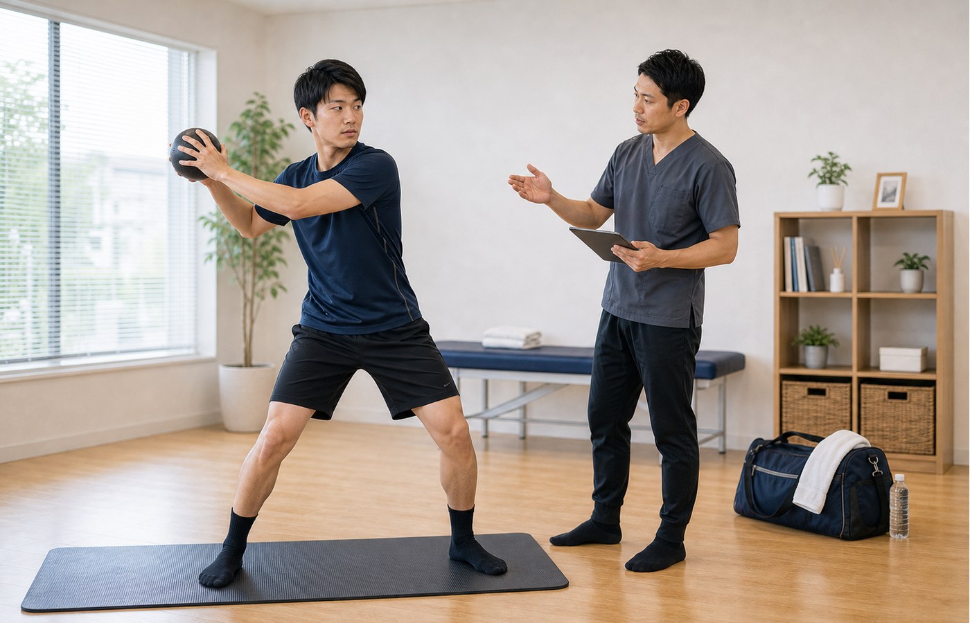 腰を反らしすぎないフォームを確認するセルフケア