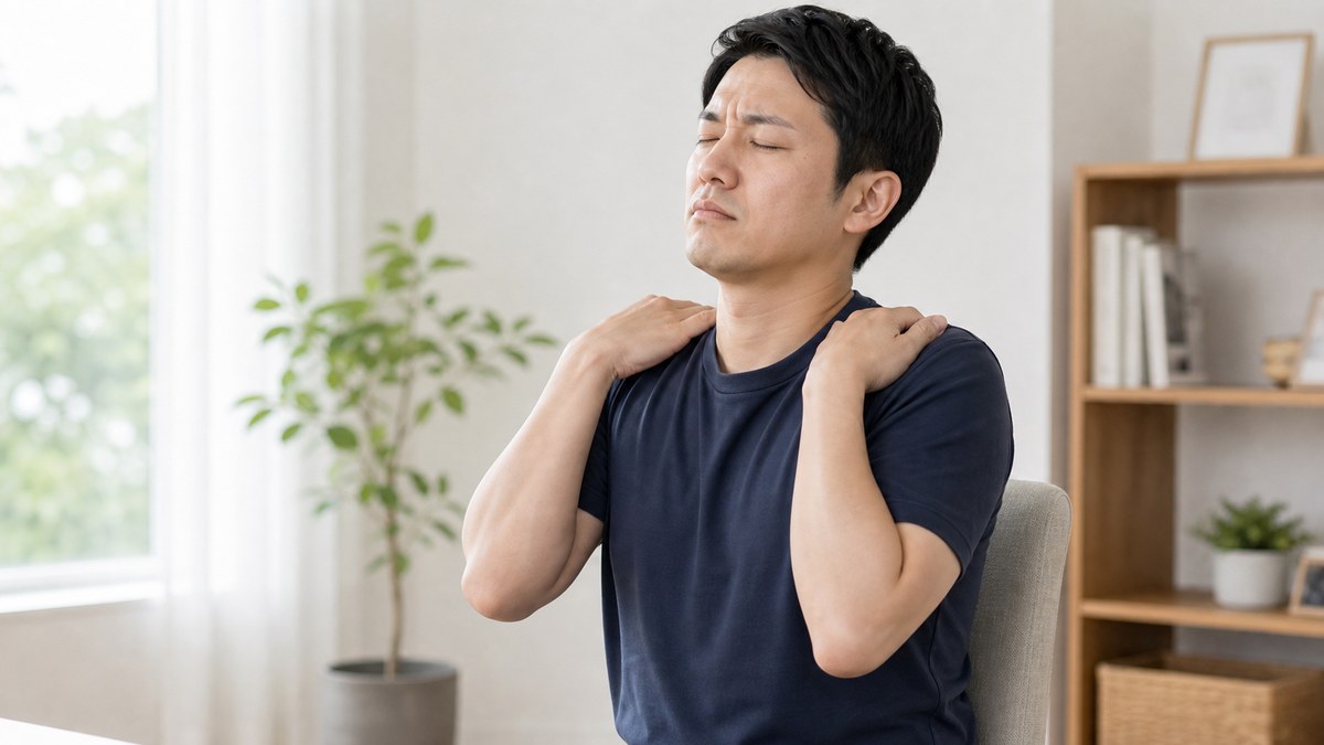 首こりと肩こりや似た状態の違いを確認するイメージ