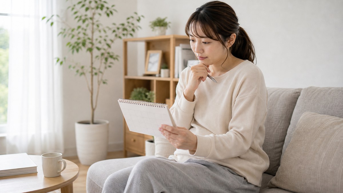 産後の不調や体型変化で産婦人科に相談する目安を確認する様子