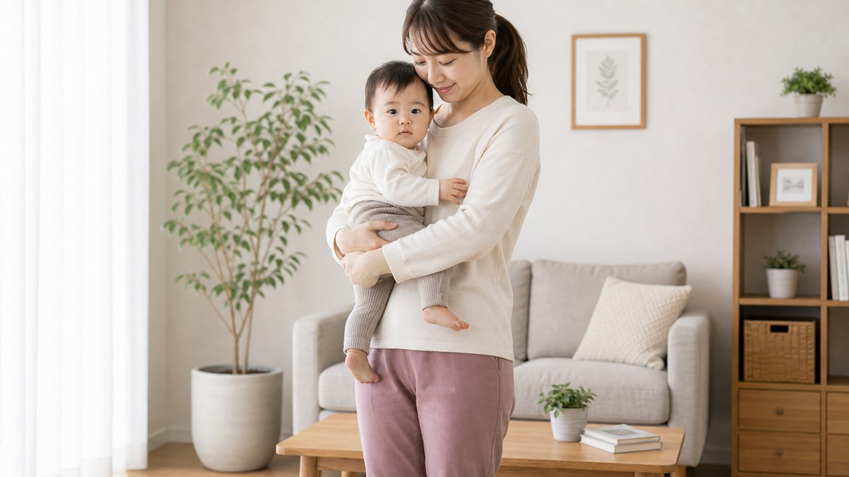 抱っこ姿勢を左右交互にして股関節への負担を減らす工夫