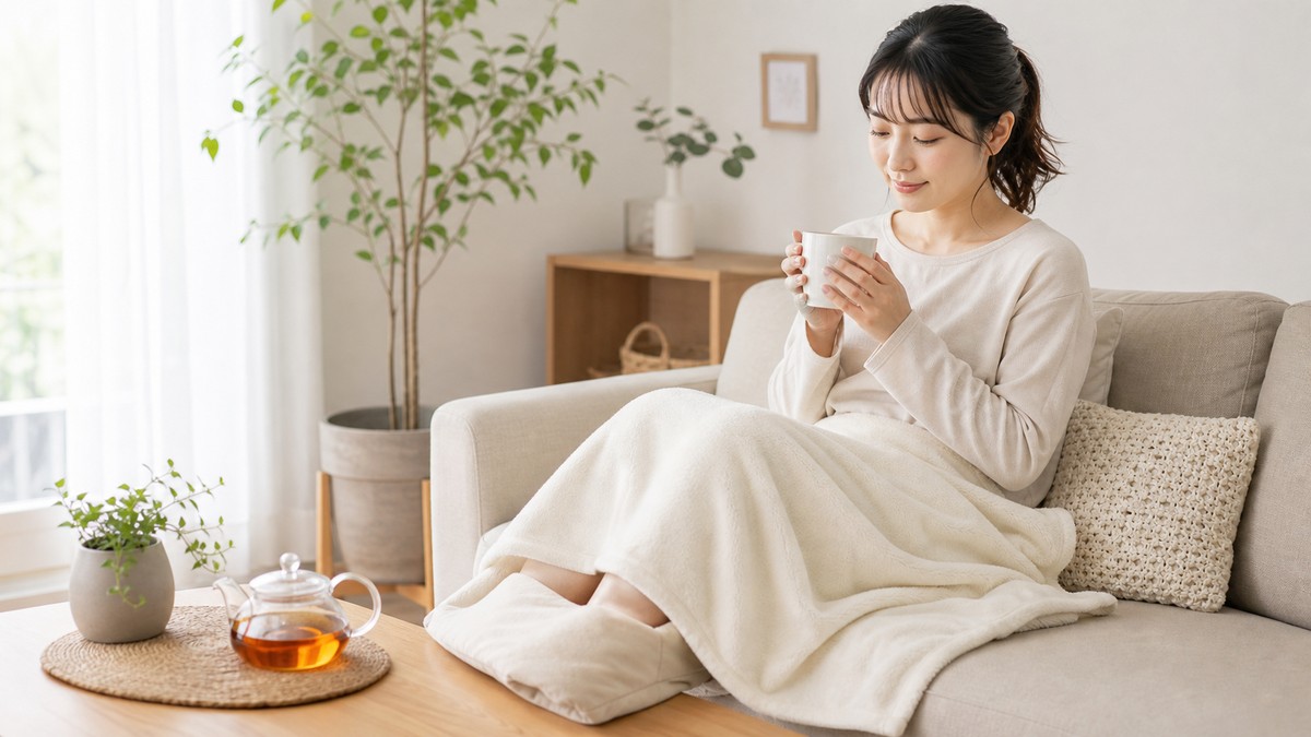 産後の体を冷やさず無理のない範囲でケアを続けるイメージ