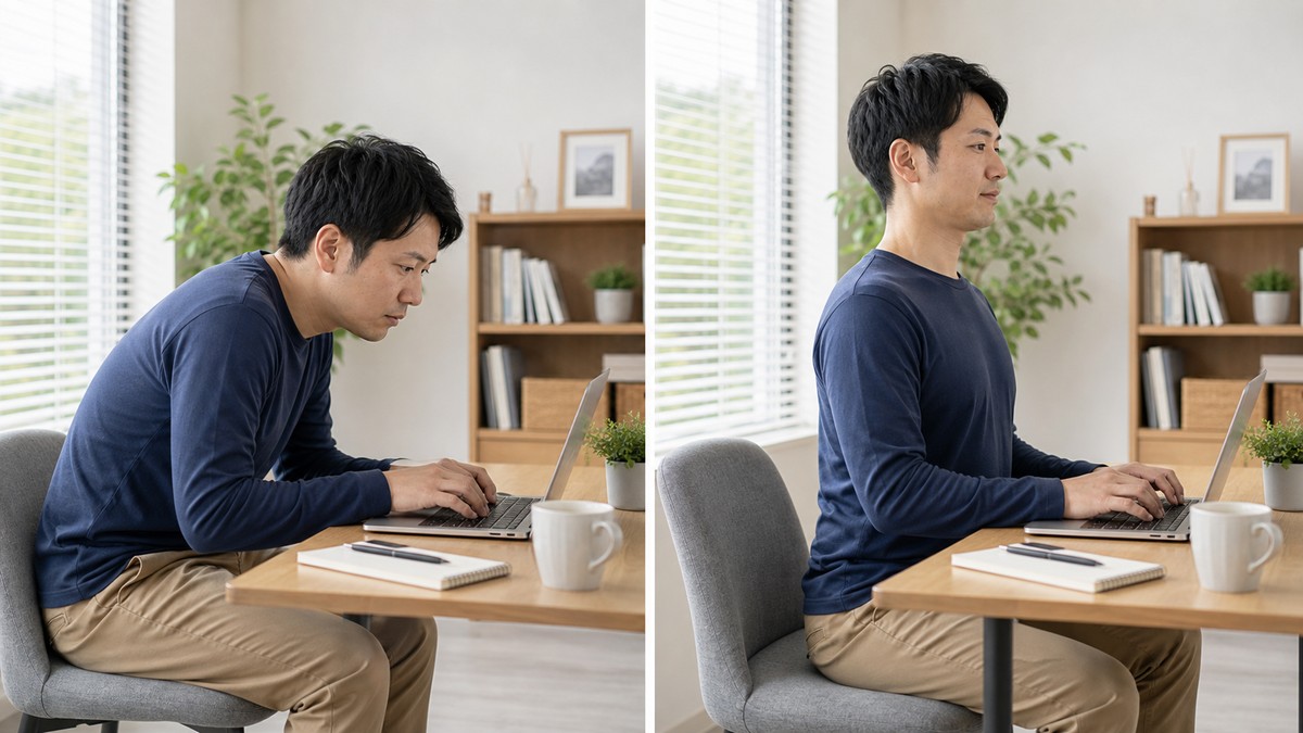 草加で姿勢不良や猫背が気になる方のイメージ
