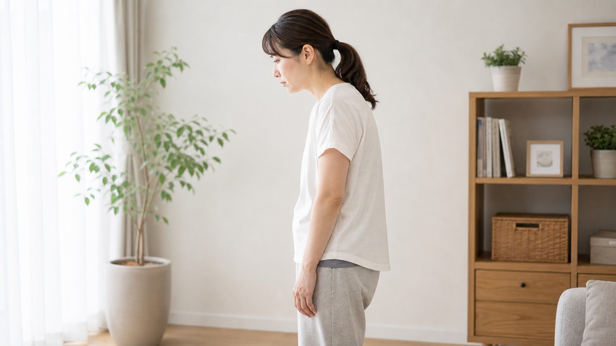 姿勢不良のタイプを横から確認するイメージ