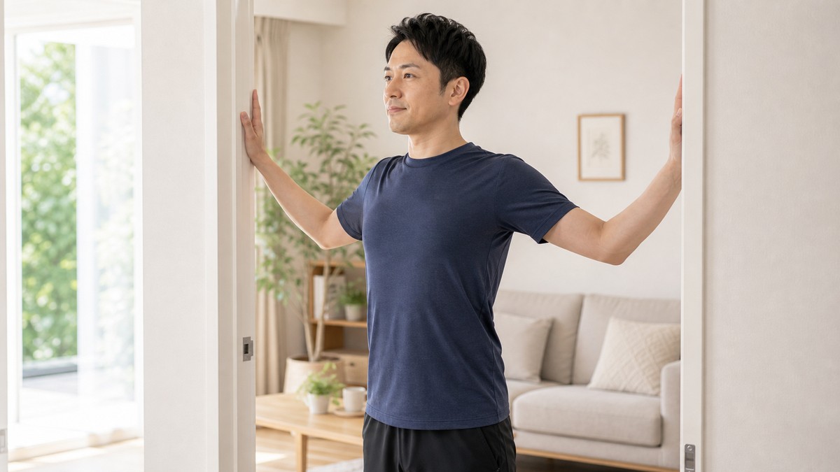 胸の前をやさしく開く姿勢改善ストレッチ
