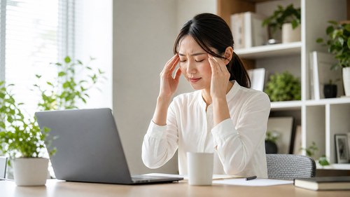 眼精疲労のサインをセルフチェックするイメージ