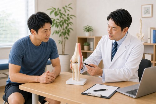 半月板損傷で医療機関の診断を受けるイメージ