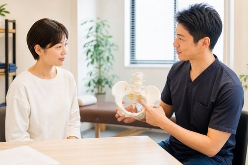 骨盤がゆがむ原因を説明するイメージ